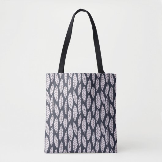 Modern Blauw & Wit Bladpatroon Tote Bag (Voorkant)