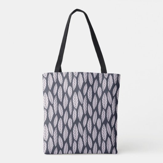 Modern Blauw & Wit Bladpatroon Tote Bag (Achterkant)