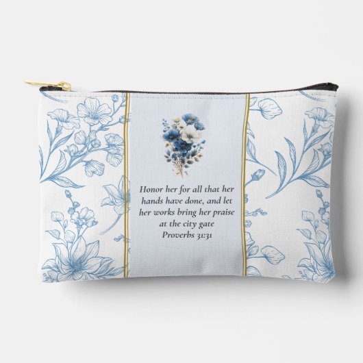 Modern Blauw Wit Bloemen Bijbel Verse Custom Name Etui (Voorkant)
