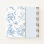 Modern Blauw Wit Bloemen Bijbel Verse Custom Name Notitieboek (Achterkant)
