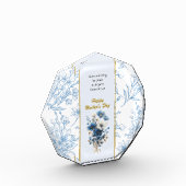 Modern Blauw Wit Bloemen Bijbelvers Fotoblokken (Links)