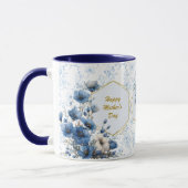 Modern Blauw Wit Bloemen Bijbelvers Mok (Links)
