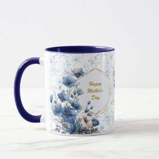 Modern Blauw Wit Bloemen Bijbelvers Mok (Links)