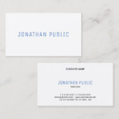 Modern Blauw Wit Eenvoudig Ontwerp Elegante Sjablo Visitekaartje (Voorkant / Achterkant)