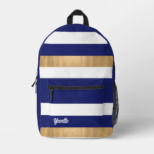 Modern blauw wit en goud vet gestreept bedrukte rugzak