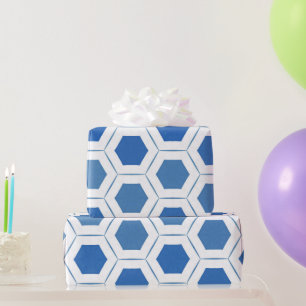 Modern blauw wit geometrisch patroon cadeaupapier