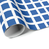 Modern blauw wit geruit geruit patroon cadeaupapier (Rol Hoek)
