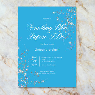 Modern Blauw & Wit Glam Diamonds Vrijgezellenfeest Kaart