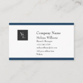 Modern Blauw Wit Goud met Logo Visitekaartje (Achterkant)