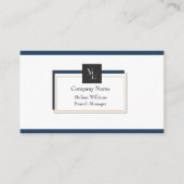 Modern Blauw Wit Goud met Logo Visitekaartje (Voorkant)