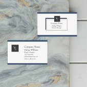 Modern Blauw Wit Goud met Logo Visitekaartje