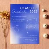 Modern Blauw Wit Gradient Graduation Party Kaart