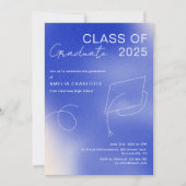 Modern Blauw Wit Gradient Graduation Party Kaart (Voorkant)