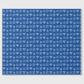 Modern blauw wit Joods iconen patroon Chanoeka Cadeaupapier (Vlak)