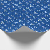 Modern blauw wit Joods iconen patroon Chanoeka Cadeaupapier (Hoek)