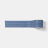 Modern Blauw & Wit Kustgolfpatroon Satijnen Lint (Voorkant)