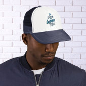 Modern Blauw Wit Leven de Grace Life Baseball Trucker Pet