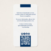 Modern Blauw Wit Logo QR Code Kledingstuk Prijs La Visitekaartje (Achterkant)