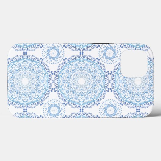 Modern blauw wit mandala Case-Mate iPhone case (Achterkant (horizontaal))