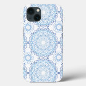 Modern blauw wit mandala Case-Mate iPhone case (Achterkant)