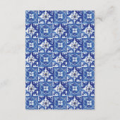 Modern Blauw Wit Mediterraan Bruiloft Accommodatie Informatiekaartje (Achterkant)