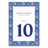 Modern Blauw Wit Mediterraan Bruiloft Kaart (Voorkant)