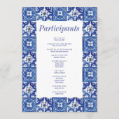 Modern Blauw Wit Mediterraan Bruiloft Programmakaart (Achterkant)