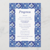 Modern Blauw Wit Mediterraan Bruiloft Programmakaart (Voorkant)
