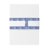 Modern Blauw Wit Mediterraan Bruiloft Uitnodigingen Wikkel (Achterkant Voorbeeld)