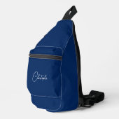 Modern Blauw Wit Monogram Mannen Vrouwen Kinder Re Sling Bag (Rechterhoek)