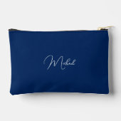 Modern Blauw Wit Monogram Reizen Cosmetische Golf Etui (Achterkant)