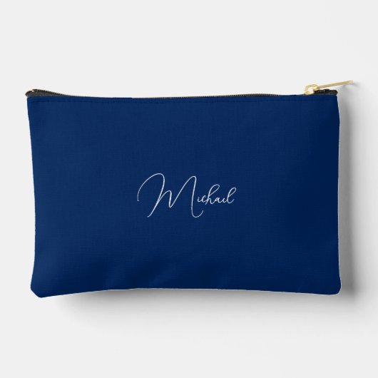 Modern Blauw Wit Monogram Reizen Cosmetische Golf Etui (Achterkant)