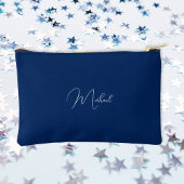 Modern Blauw Wit Monogram Reizen Cosmetische Golf Etui