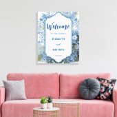 Modern Blauw & Wit Overlay Bloemen bruiloft Canvas Afdruk (Insitu (Woonkamer))