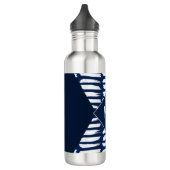 Modern blauw wit patroon Stijlvol monogram Waterfles (Links)