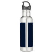 Modern blauw wit patroon Stijlvol monogram Waterfles (Achterkant)