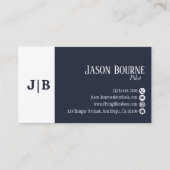 Modern Blauw Wit Professionele QR Code Eenvoudig Visitekaartje (Voorkant)