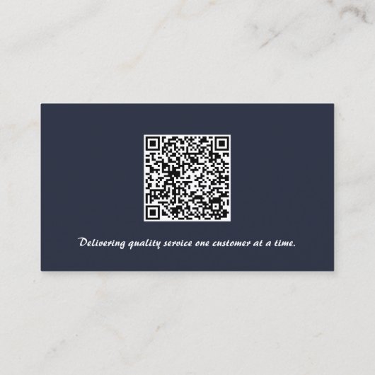 Modern Blauw Wit Professionele QR Code Eenvoudig Visitekaartje (Achterkant)