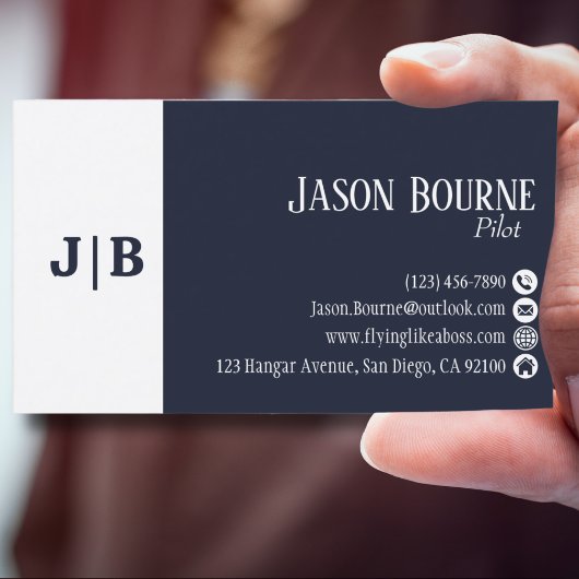 Modern Blauw Wit Professionele QR Code Eenvoudig Visitekaartje