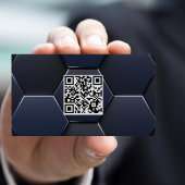 Modern Blauw Wit Professionele QR-code Visitekaartje