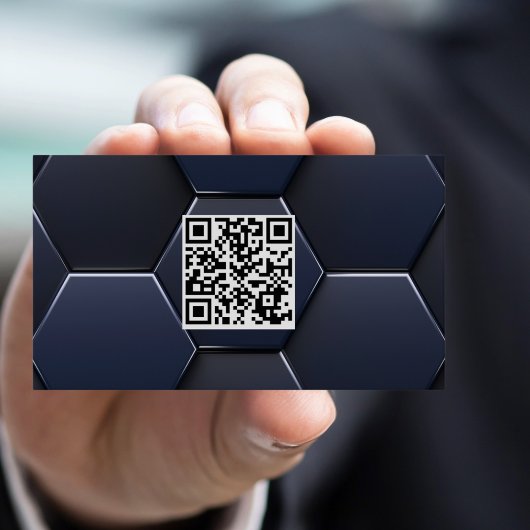 Modern Blauw Wit Professionele QR-code Visitekaartje
