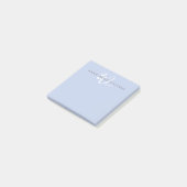 Modern Blauw Wit Schrift Monogram Post-it® Notes (Schuin)