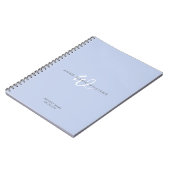 Modern Blauw Wit Script Monogram Notitieboek (Linkerzijde)