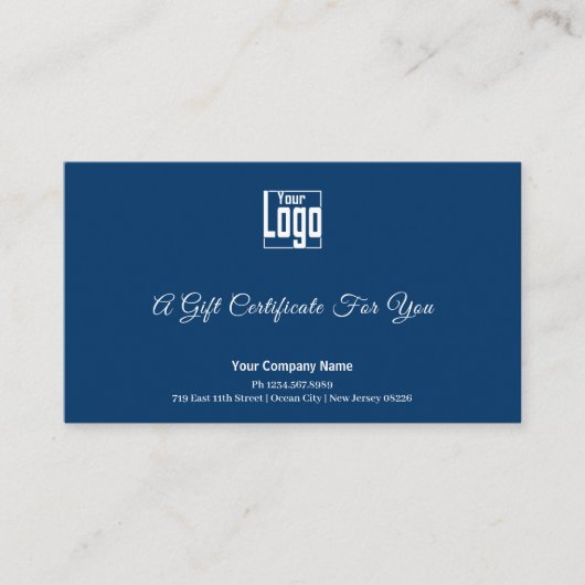 Modern Blauw Wit Small Business Gift Certificaat (Voorkant)