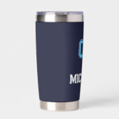 Modern Blauw Wit Speler Naam Jersey Nummer Sport Geïsoleerde Drinkbeker (Voorkant)