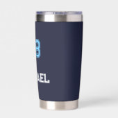 Modern Blauw Wit Speler Naam Jersey Nummer Sport Geïsoleerde Drinkbeker (Achterkant)
