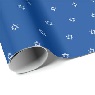 Modern blauw wit ster van David patroon elegant Cadeaupapier