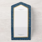 Modern blauw & wit sterrengoud geen diner all in one uitnodiging (Buitenkant)