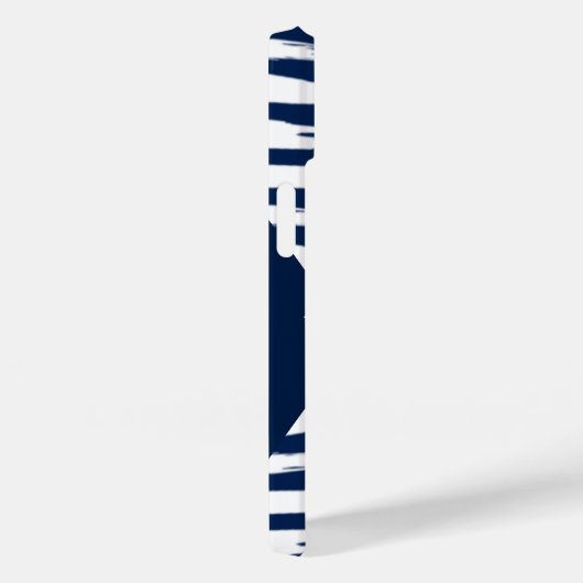 Modern blauw, wit stripe monogram, aangepast Case-Mate iPhone case (Achterkant / Rechts)