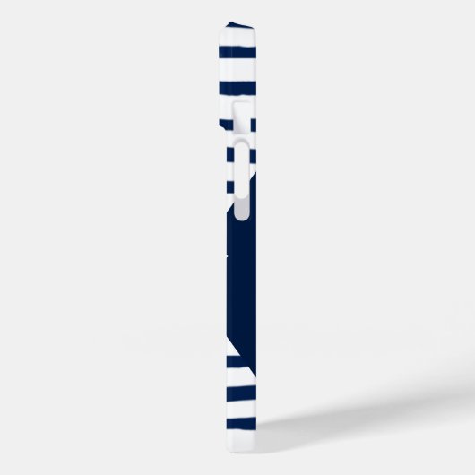 Modern blauw, wit stripe monogram, aangepast Case-Mate iPhone case (Achterkant / Links)